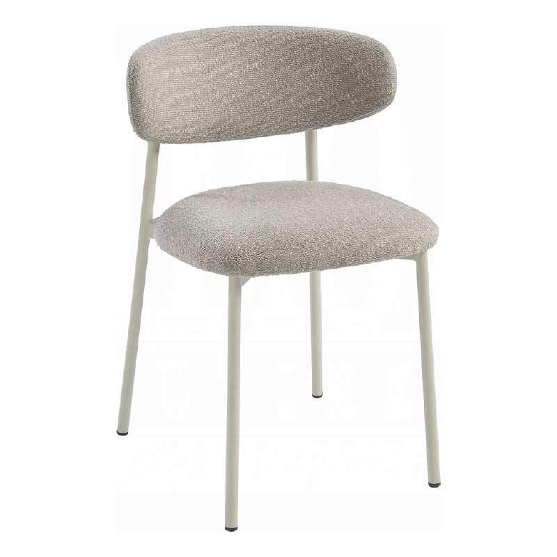 Sinra Side Dining Chair Set of 2-Light Gray Fabric-White Metal Frame