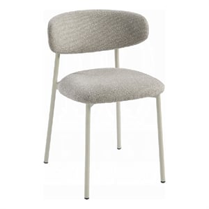 Sinra Side Dining Chair Set of 2-Light Gray Fabric-White Metal Frame