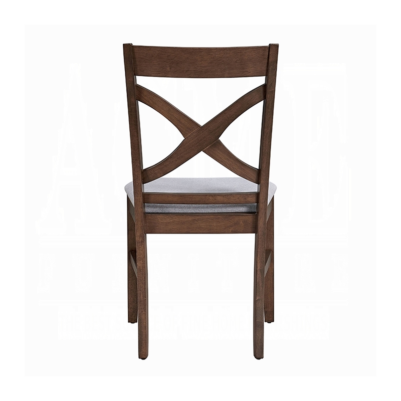 Feri Side Dining Chair Set of 2-Gray Foam Cushion-Farmhouse Brown