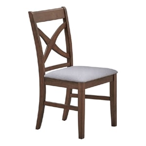 Feri Side Dining Chair Set of 2-Gray Foam Cushion-Farmhouse Brown