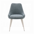 Aela Side Dining Chair Set of 2-Light Blue Boucle-Bone White Metal