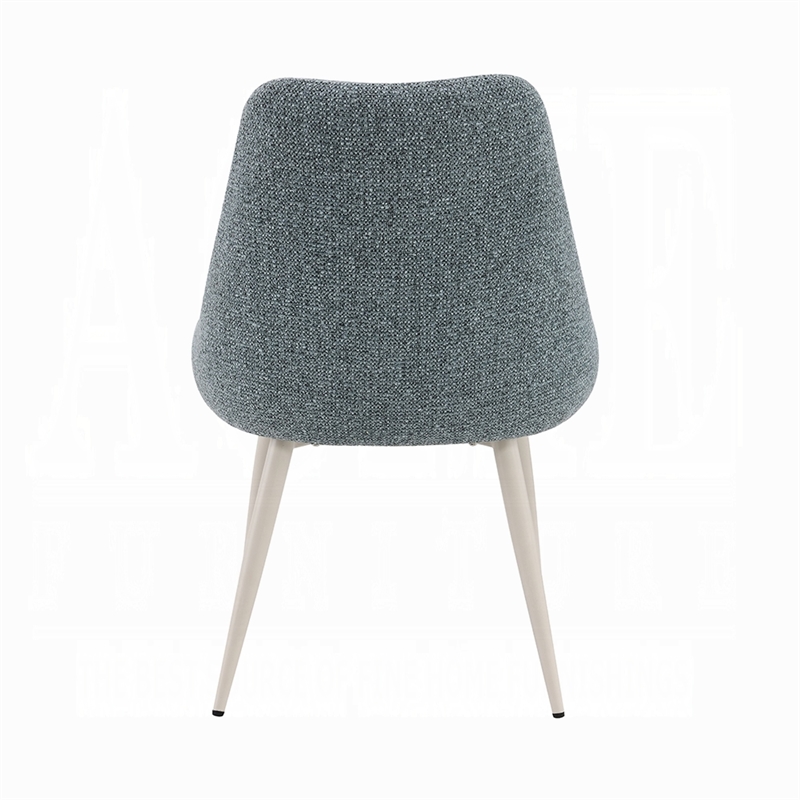 Aela Side Dining Chair Set of 2-Light Blue Boucle-Bone White Metal