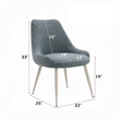 Aela Side Dining Chair Set of 2-Light Blue Boucle-Bone White Metal