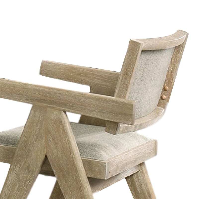 Gexy Dining Side Chair Set of 2-Brown Oak Veneer-Gray Polyester Seat