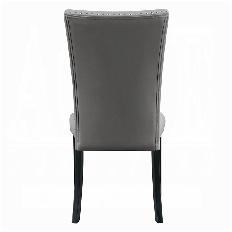 Aline Side Dining Chair Set of 2-Gray Faux Leather-Nailhead Trim