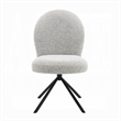 Veton Swivel Side Dining Chair Set of 2-Gray Boucle-Black Metal Base