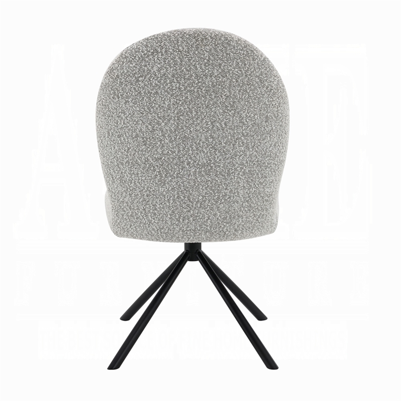 Veton Swivel Side Dining Chair Set of 2-Gray Boucle-Black Metal Base