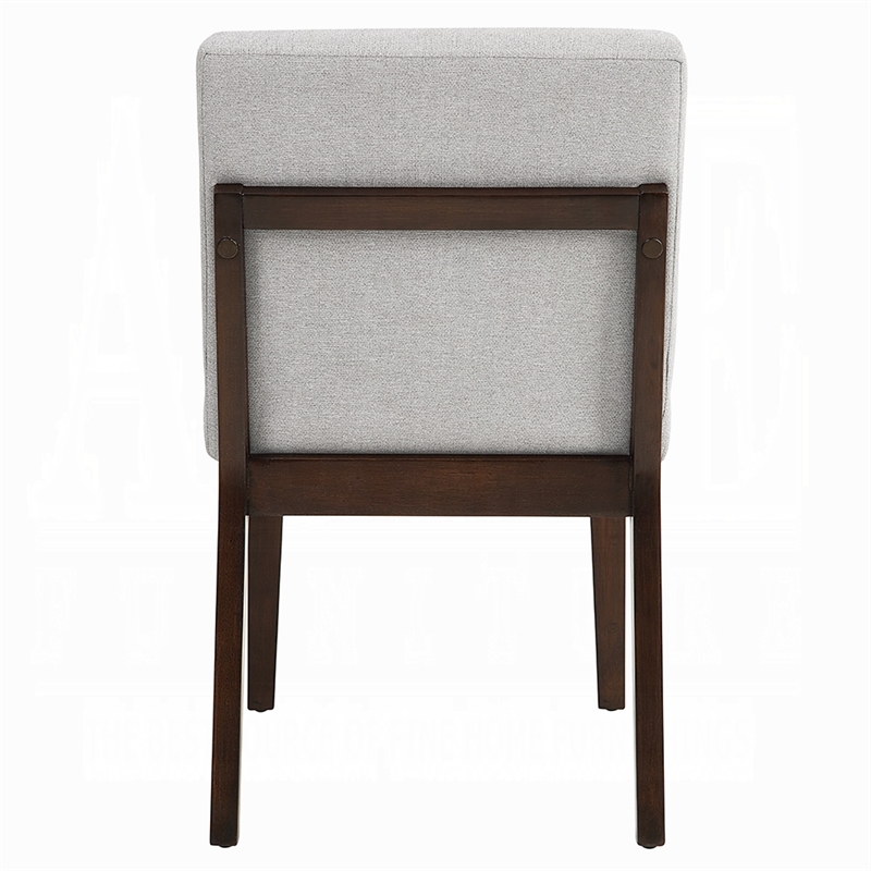 Eyna Side Dining Chair Set of 2-Soft Gray Linen-Dark Brown Wood