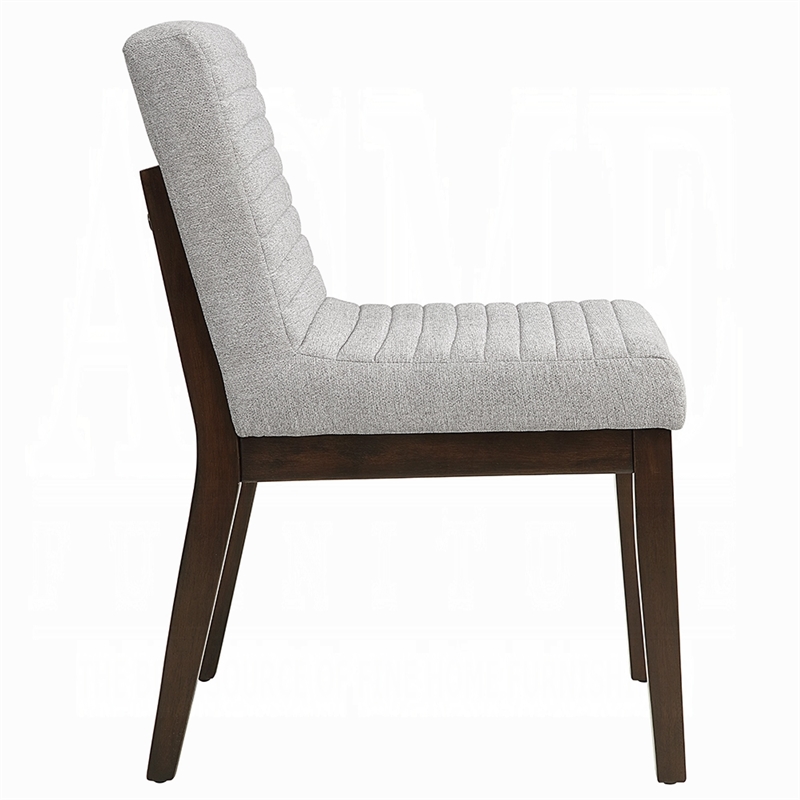 Eyna Side Dining Chair Set of 2-Soft Gray Linen-Dark Brown Wood