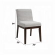 Eyna Side Dining Chair Set of 2-Soft Gray Linen-Dark Brown Wood