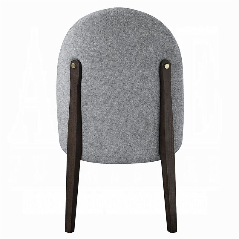 Jeh Side Dining Chair Set of 2-Gray Chenille-Espresso Brown Wood