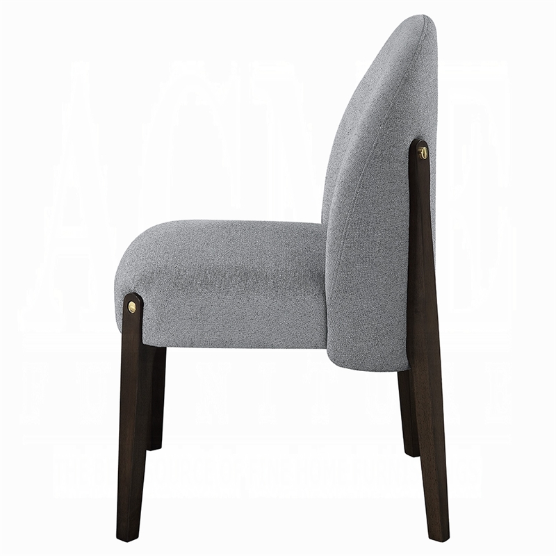 Jeh Side Dining Chair Set of 2-Gray Chenille-Espresso Brown Wood