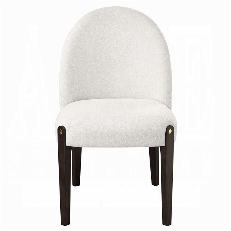 Jeh Side Dining Chair Set of 2-Beige Chenille-Espresso Brown Wood