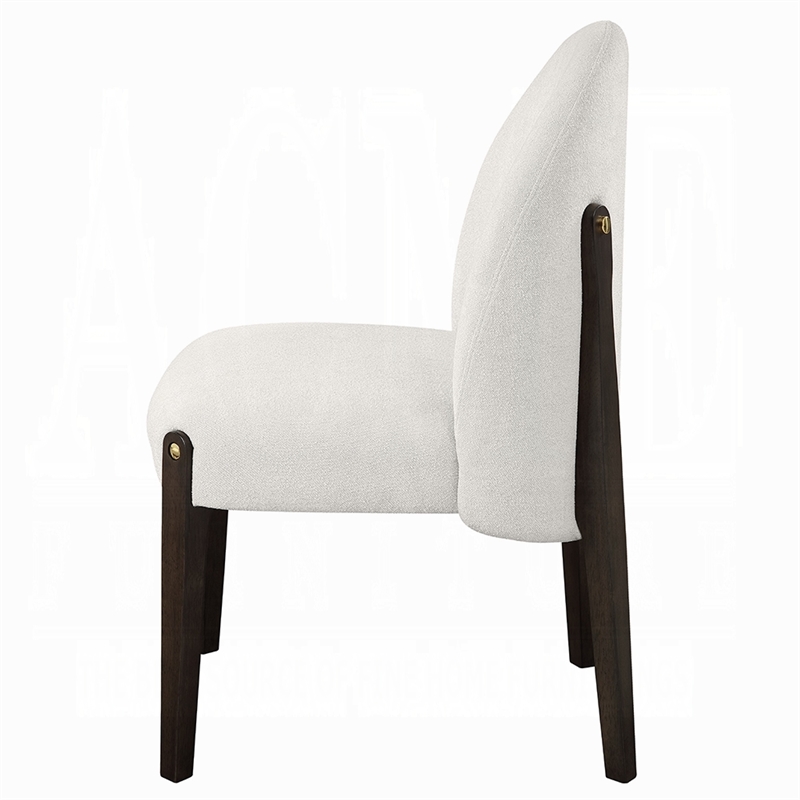 Jeh Side Dining Chair Set of 2-Beige Chenille-Espresso Brown Wood