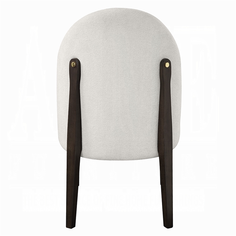 Jeh Side Dining Chair Set of 2-Beige Chenille-Espresso Brown Wood