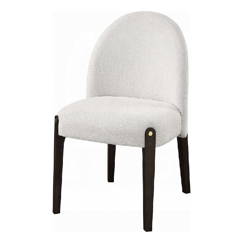 Jeh Side Dining Chair Set of 2-Beige Chenille-Espresso Brown Wood