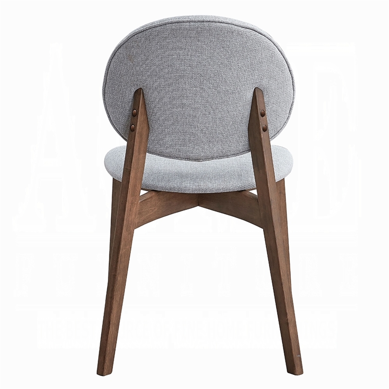 Hamza Side Dining Chair Set of 2-Light Gray Linen-Walnut Brown Wood