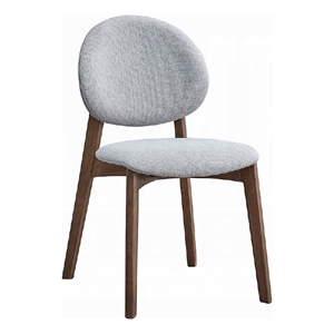 Hamza Side Dining Chair Set of 2-Light Gray Linen-Walnut Brown Wood