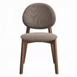 Hamza Side Dining Chair Set of 2-Light Brown Linen-Walnut Rubberwood