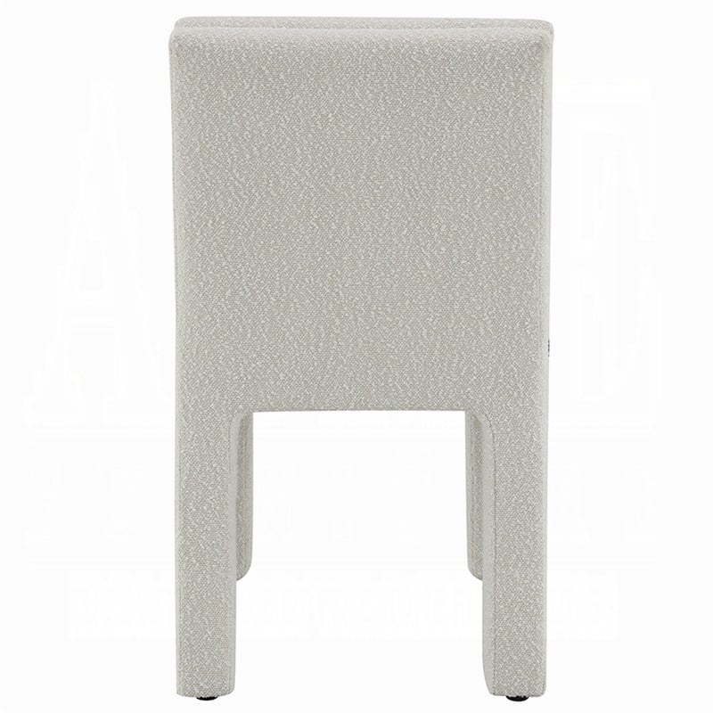 Side Dining Chair Set of 2-Plush White Boucle Seat-Tufted Backrest