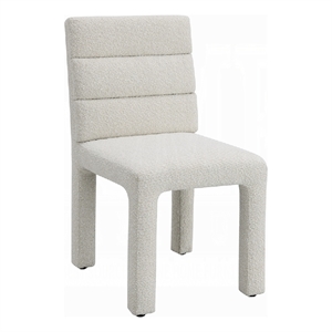 Side Dining Chair Set of 2-Plush White Boucle Seat-Tufted Backrest