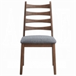 Mea Dining Side Chair Set of 2-Slatted-Dark Gray Linen Seat-Brown