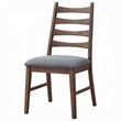 Mea Dining Side Chair Set of 2-Slatted-Dark Gray Linen Seat-Brown