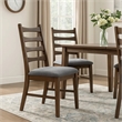 Mea Dining Side Chair Set of 2-Slatted-Dark Gray Linen Seat-Brown