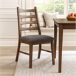 Mea Dining Side Chair Set of 2-Slatted-Dark Gray Linen Seat-Brown