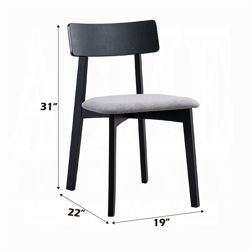 Rory Dining Side Chair Set of 2-Low Curved Back-Scandinavian Black