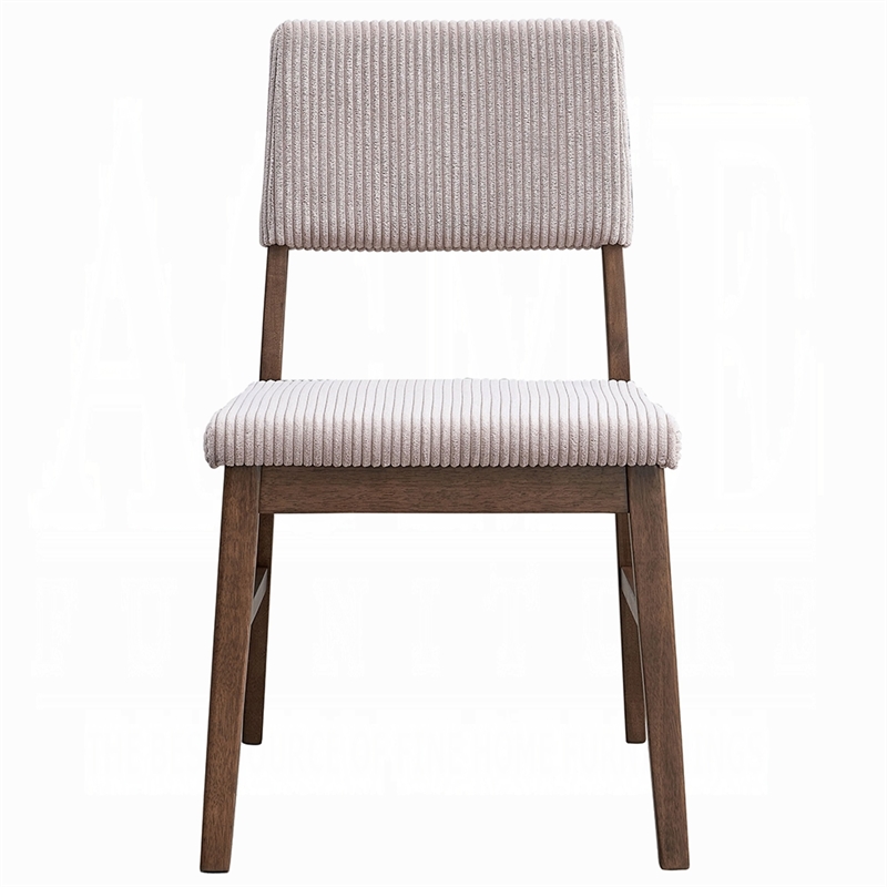 Koen Dining Side Chair Set of 2-Beige Corduroy Cushion-Walnut Brown