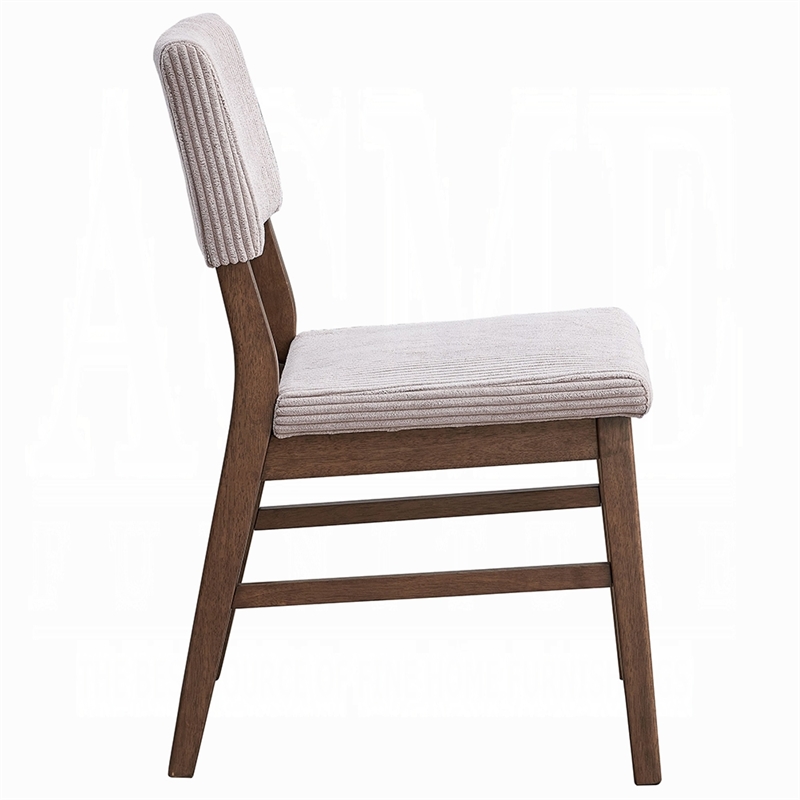 Koen Dining Side Chair Set of 2-Beige Corduroy Cushion-Walnut Brown