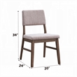 Koen Dining Side Chair Set of 2-Beige Corduroy Cushion-Walnut Brown