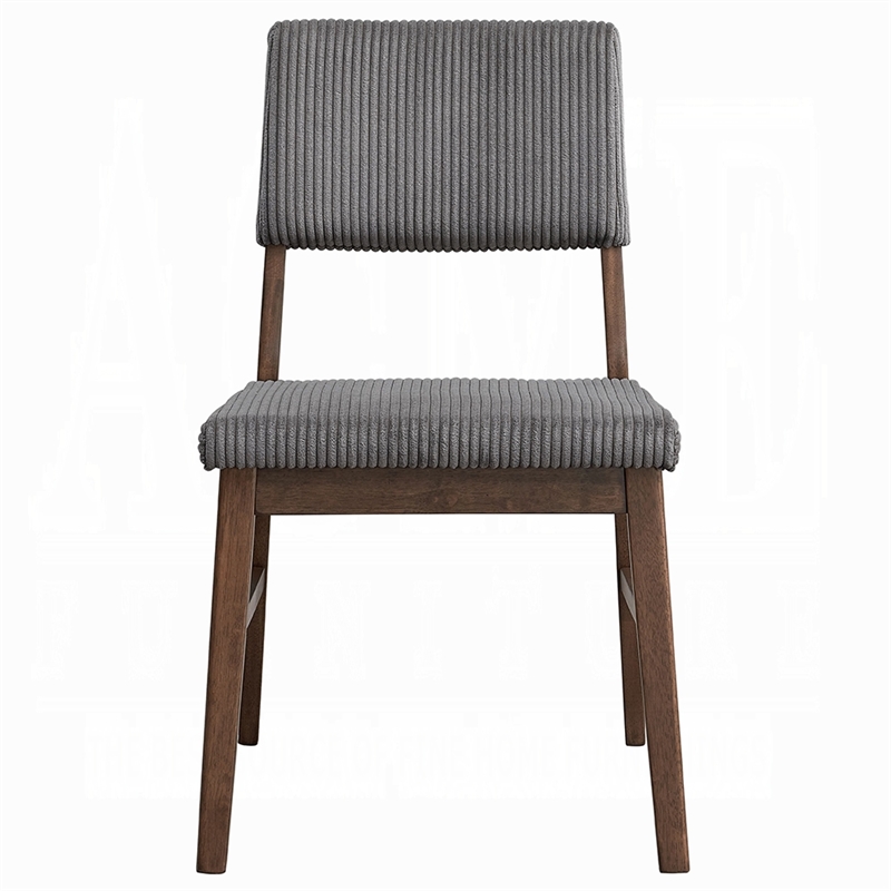 Koen Dining Side Chair Set of 2-Dark Gray Corduroy-Walnut Brown