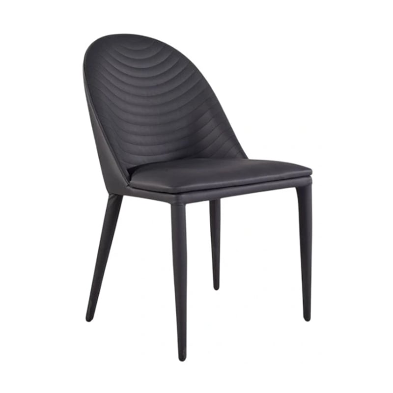 Envik Side Dining Chair Set of 2-Black Metal-Faux Leather-Foam Cushions