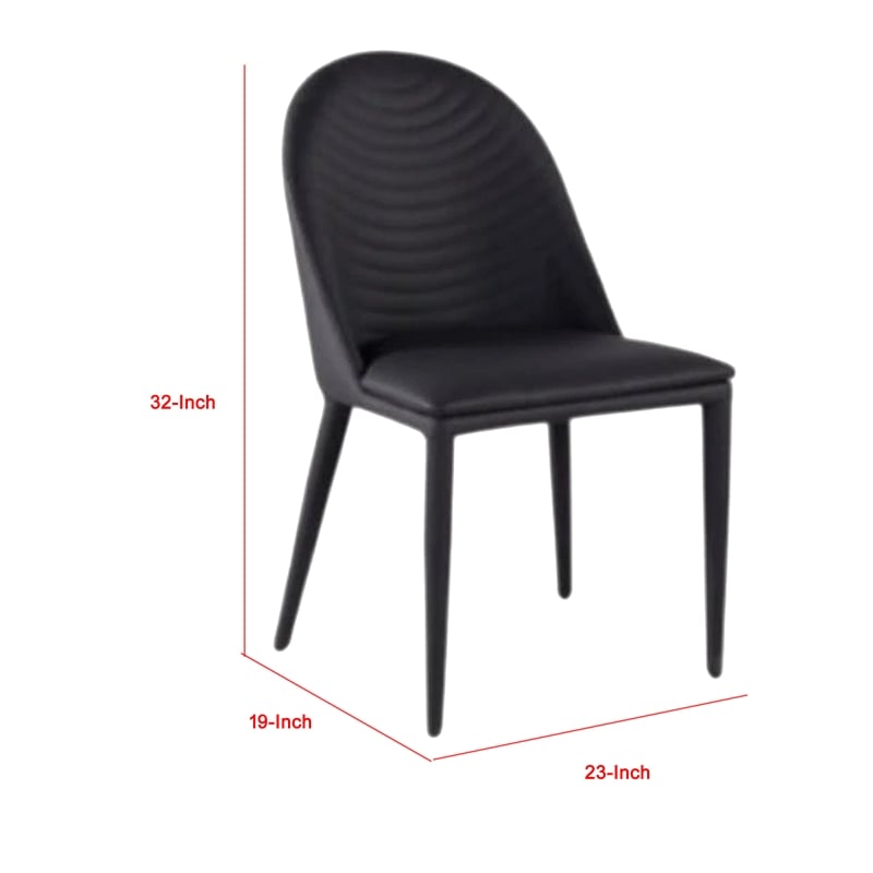 Envik Side Dining Chair Set of 2-Black Metal-Faux Leather-Foam Cushions