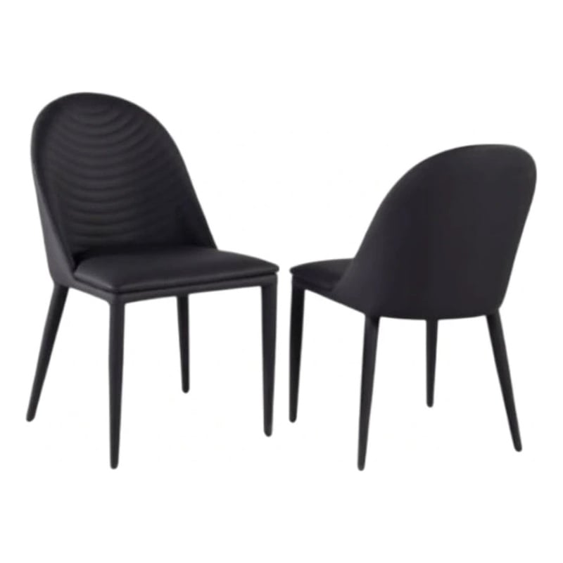 Envik Side Dining Chair Set of 2-Black Metal-Faux Leather-Foam Cushions