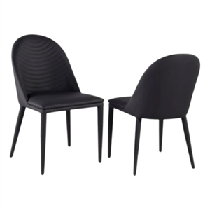 Envik Side Dining Chair Set of 2-Black Metal-Faux Leather-Foam Cushions