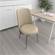 Relli Side Dining Chair Set of 2-Silver Metal-Taupe Faux Leather Round Seats