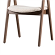 Ebik Side Dining Chair Set of 2-Curve Panel Back-Walnut Brown Wood-Beige Boucle