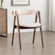 Ebik Side Dining Chair Set of 2-Curve Panel Back-Walnut Brown Wood-Beige Boucle