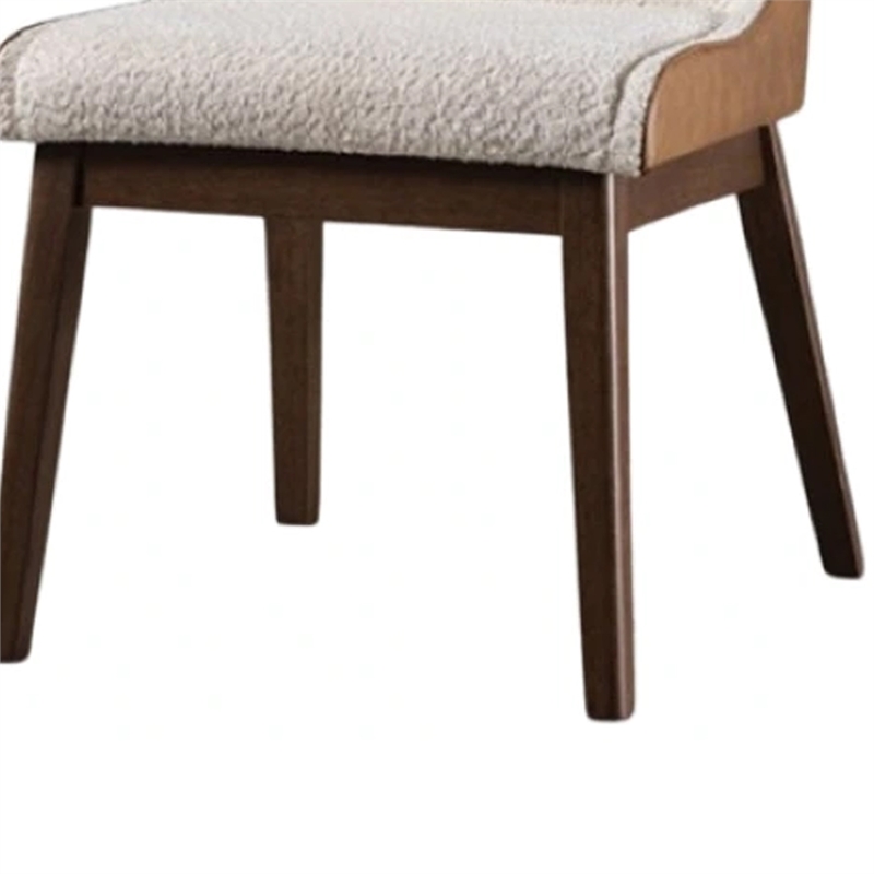 Iken Side Dining Chair Set of 2-Curved Panel Back-Walnut Brown Wood-Beige