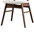 Lexy Side Dining Chair Set of 2-Angled Legs-Walnut Brown Solid Wood-Beige Boucle