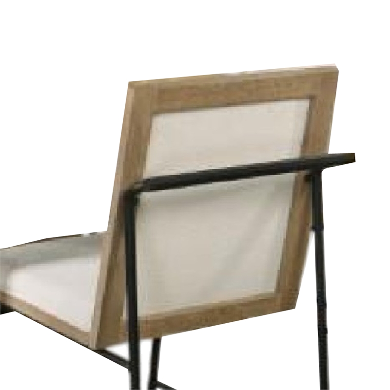 Edey Side Dining Chair Set of 2-Metal Legs-Oak Brown Rubberwood-Beige Polyester