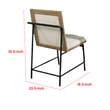 Edey Side Dining Chair Set of 2-Metal Legs-Oak Brown Rubberwood-Beige Polyester