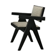 Toty Dining Armchair Set of 2-Curved Arms-Angled Rear Legs-Gray Fabric