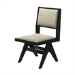 Toty Side Dining Chair Set of 2-Inverted Angled Legs-Black Wood-Gray Fabric