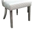 Anova Side Dining Chair Set of 2-Rivet Trim-Silver Stainless Steel-White Fabric