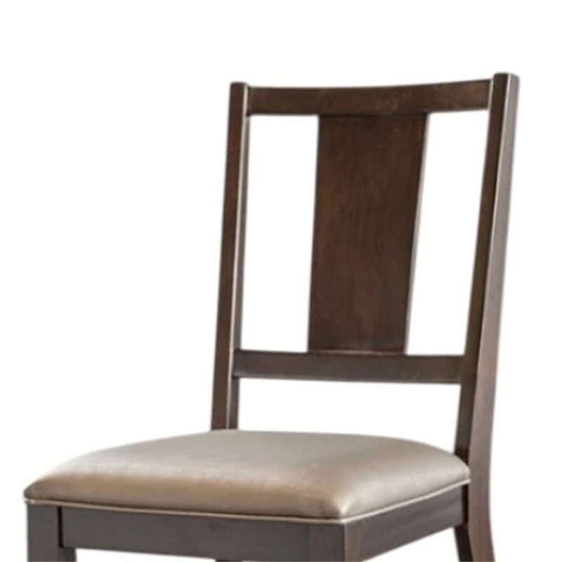 Witzy Side Dining Chair Set of 2-Dark Brown Solid Poplar Wood-Gray