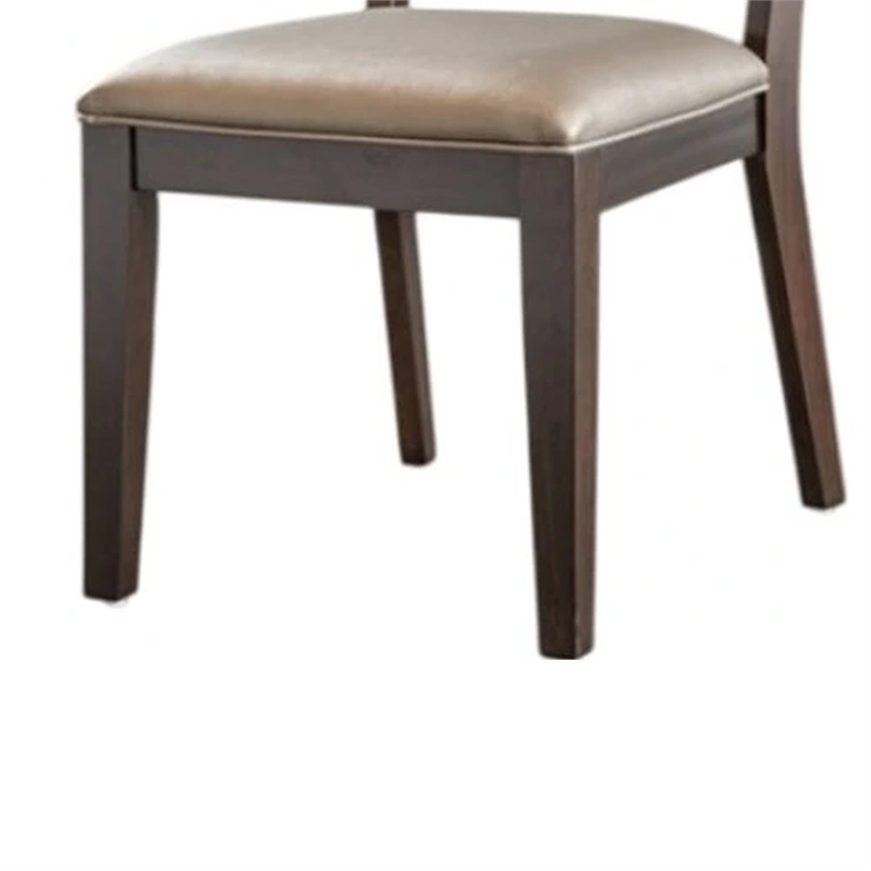 Witzy Side Dining Chair Set of 2-Dark Brown Solid Poplar Wood-Gray